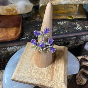 Sterling Silver CZ Butterfly Statement Ring Dead Stock